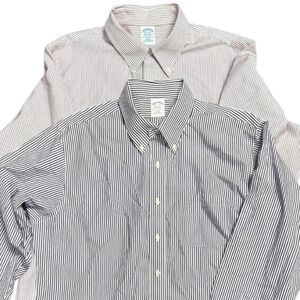 Brooks Brothers Mens Long‎ Sleeve Button Down Shirt Bundle 2 Non Iron Cotton